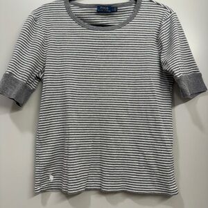 Polo by Ralph Lauren Gray and White Striped Short Sleeve Tee